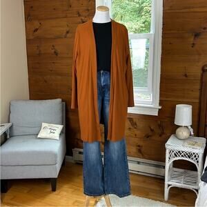 Iman Comfy Chic Ribbed Hacci Knit Duster Cardigan in Pumpkin Spice Size XL
